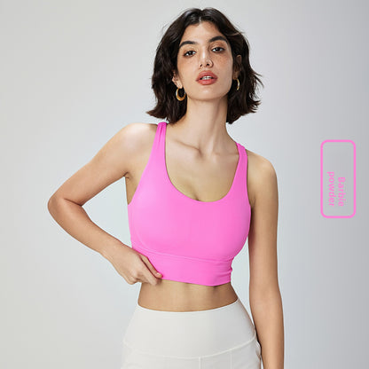 Cross-Back Sports Bra with Shockproof Support