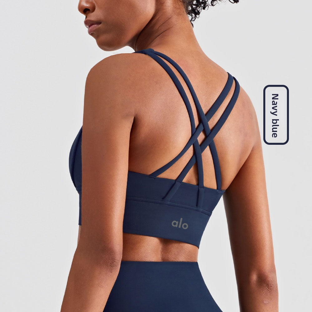 Cross-Back Sports Bra with Shockproof Support