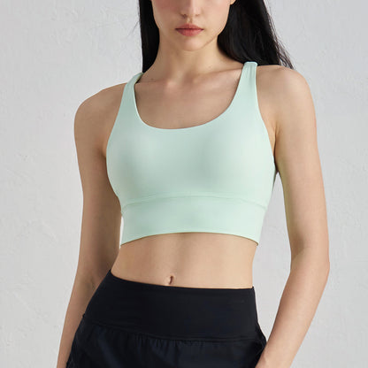 Cross-Back Sports Bra with Shockproof Support