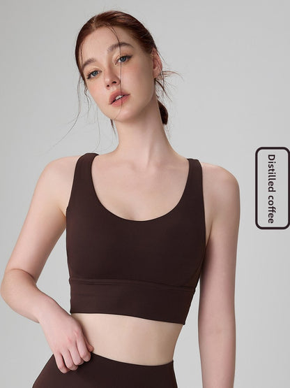 Cross-Back Sports Bra with Shockproof Support