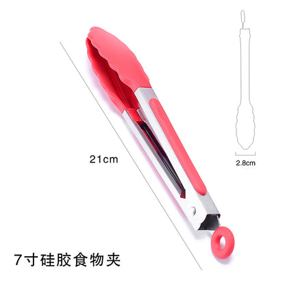 Cross-border BBQ Grill Clip 7-inch 9-inch 12-inch Three-piece Set Stainless Steel Silicone Food Clip Kitchen Food Clip