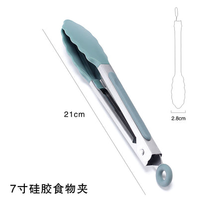 Cross-border BBQ Grill Clip 7-inch 9-inch 12-inch Three-piece Set Stainless Steel Silicone Food Clip Kitchen Food Clip