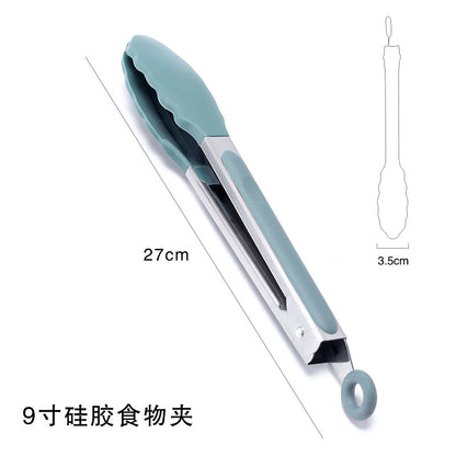 Cross-border BBQ Grill Clip 7-inch 9-inch 12-inch Three-piece Set Stainless Steel Silicone Food Clip Kitchen Food Clip