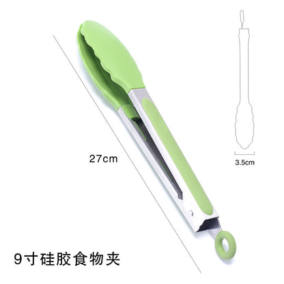 Cross-border BBQ Grill Clip 7-inch 9-inch 12-inch Three-piece Set Stainless Steel Silicone Food Clip Kitchen Food Clip