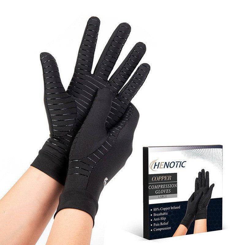 Cross-Border Copper Fiber Pressure Half Finger Cycling Gloves Outdoor Sports Fitness Care Strap Silicone Non-Slip Gloves