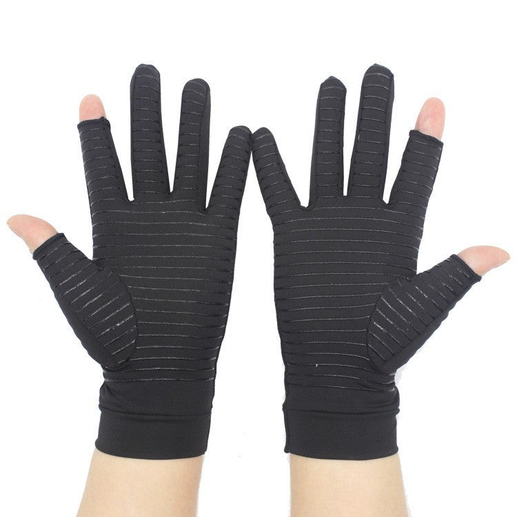 Cross-Border Copper Fiber Pressure Half Finger Cycling Gloves Outdoor Sports Fitness Care Strap Silicone Non-Slip Gloves