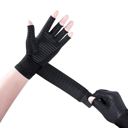 Cross-Border Copper Fiber Pressure Half Finger Cycling Gloves Outdoor Sports Fitness Care Strap Silicone Non-Slip Gloves