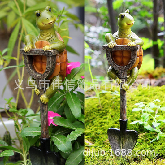 Cross-Border Creative Frog, Rabbit, Turtle, Gnome Shovel Outdoor Garden Flower Pot Decoration Craft Ornament