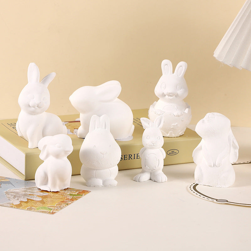 Cross Border Easter Chick Rabbit Egg 3D Plaster Doll Rabbit Storage Can Children DIY Colour