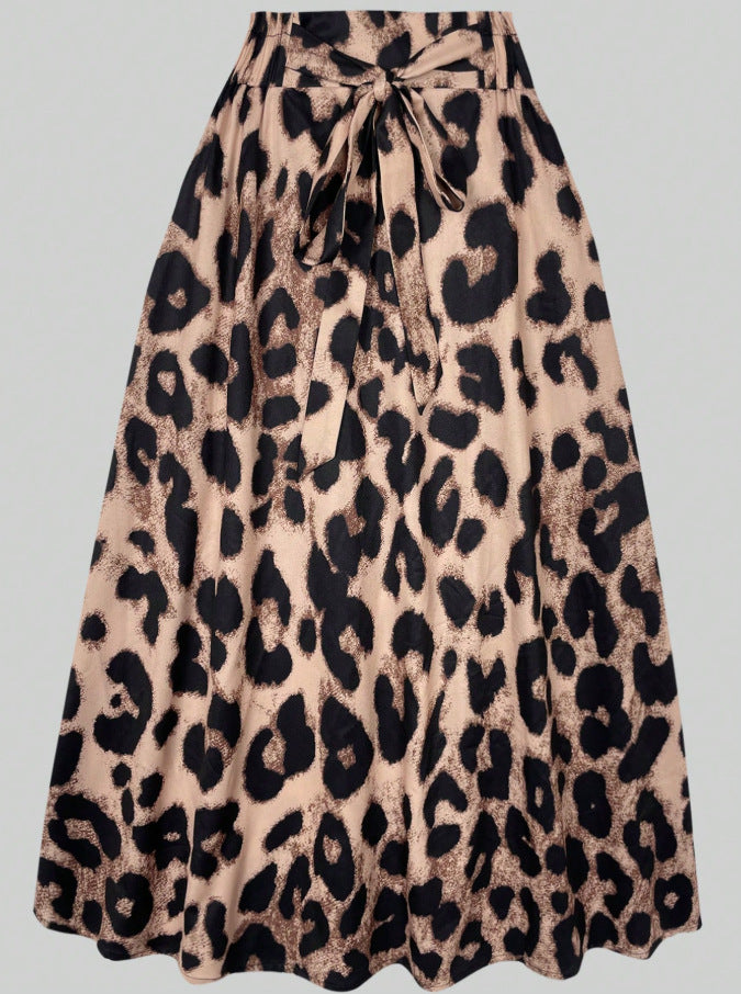 Cross-Border European and American Leopard Print Skirt