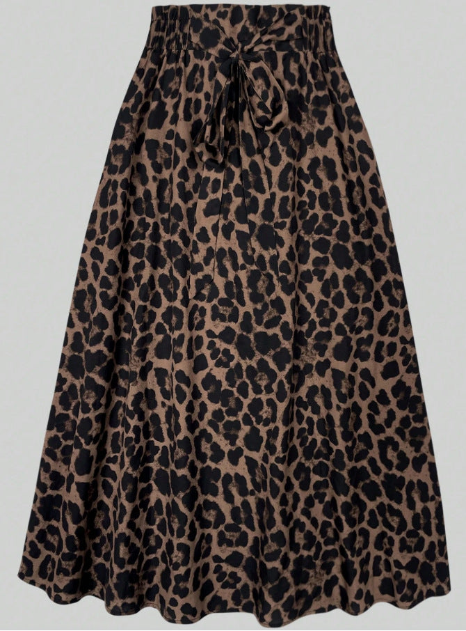 Cross-Border European and American Leopard Print Skirt