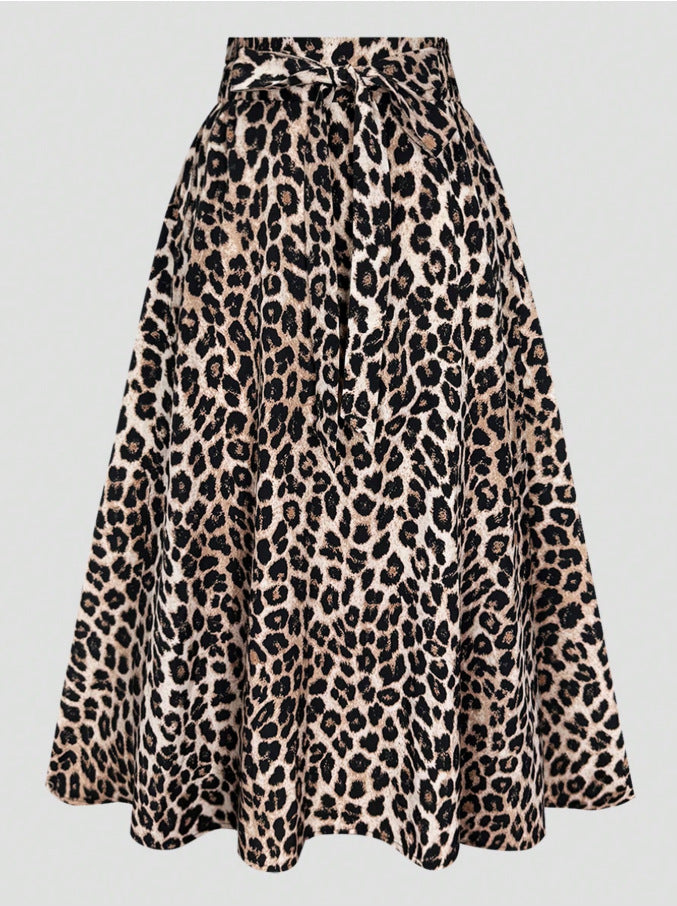 Cross-Border European and American Leopard Print Skirt