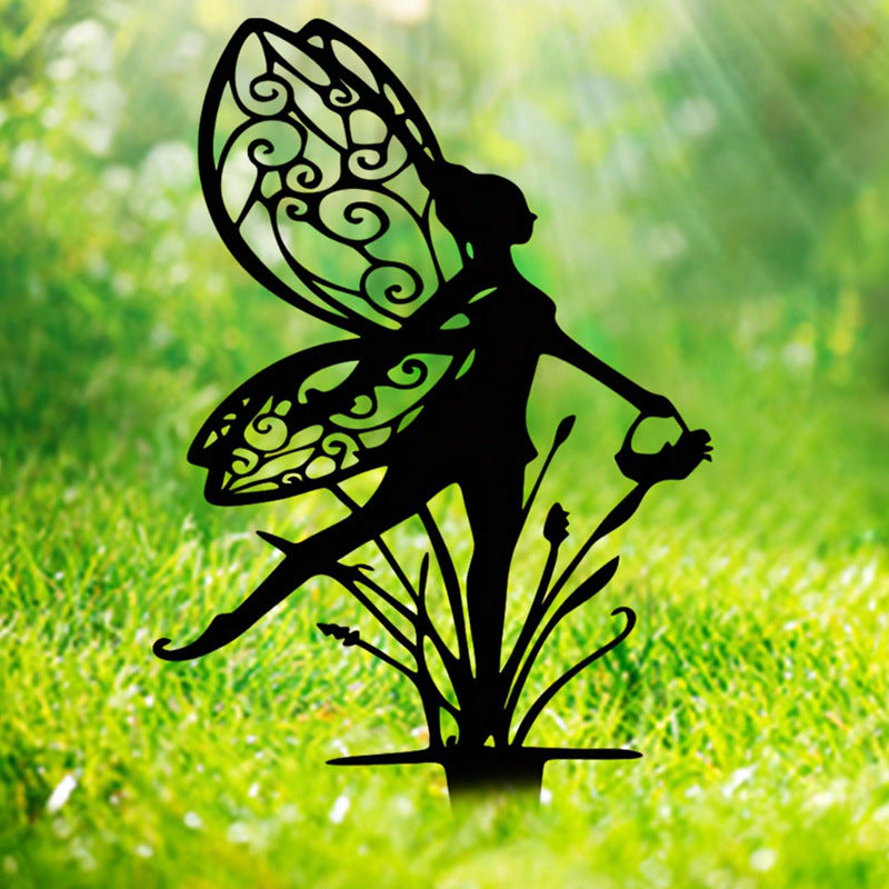 Cross-Border Hot-Selling 3-Piece Set Outdoor Courtyard Iron Fairy Decorative Ground Garden Lawn Decoration Craft Products