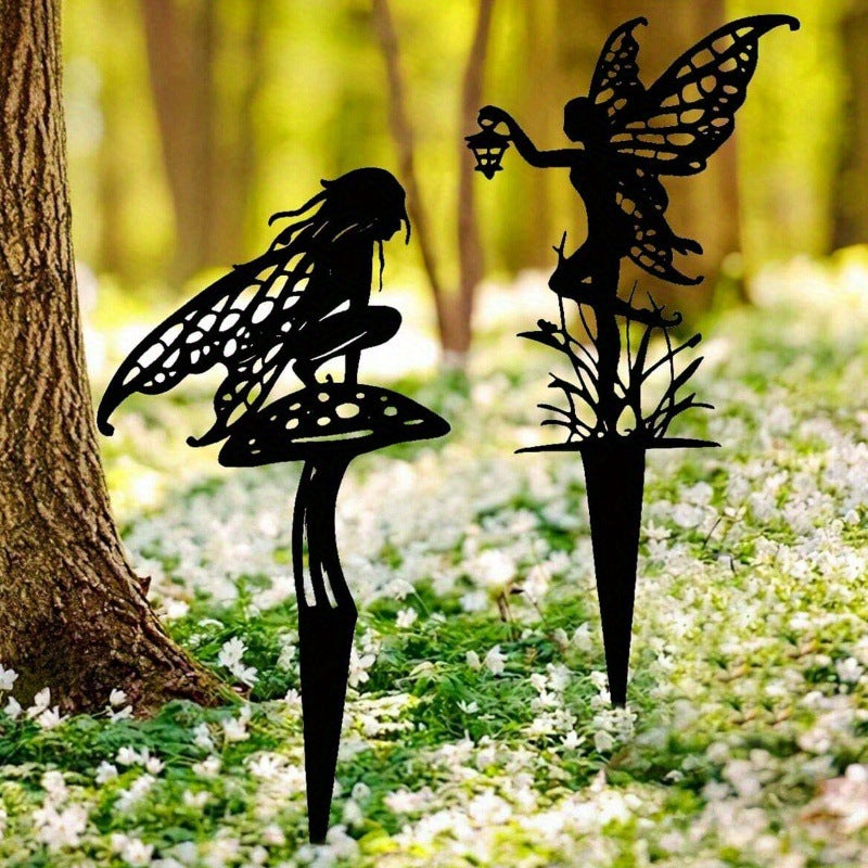 Cross-Border Hot-Selling 3-Piece Set Outdoor Courtyard Iron Fairy Decorative Ground Garden Lawn Decoration Craft Products