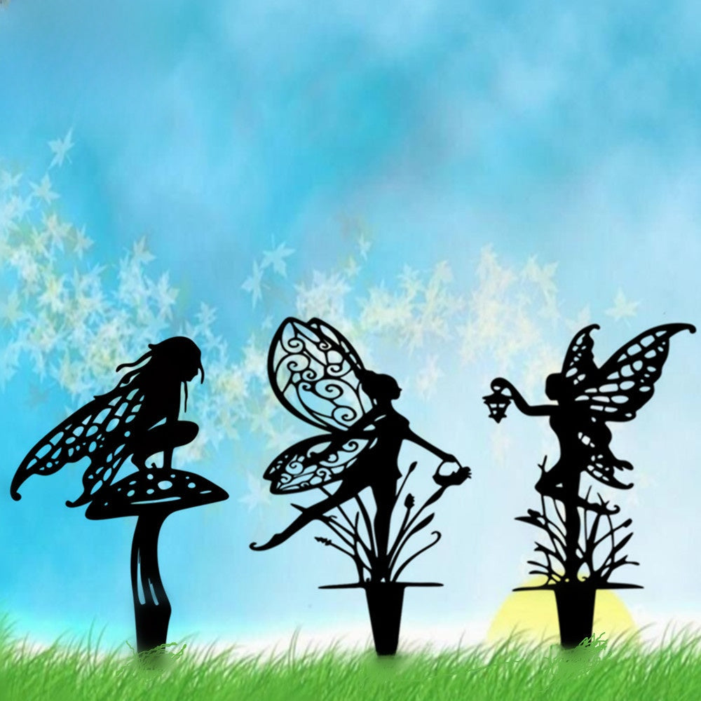 Cross-Border Hot-Selling 3-Piece Set Outdoor Courtyard Iron Fairy Decorative Ground Garden Lawn Decoration Craft Products