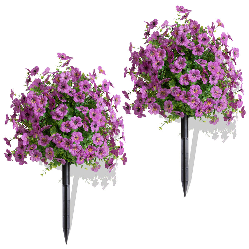 Cross-Border Hot-Selling Artificial Flowers, Violet Ground Plugs with Ground Nails, Garden Decoration, Eucalyptus Artificial Flowers, Decorative Artificial Green Plants
