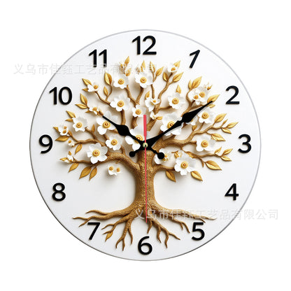 Cross-Border Hot-Selling Clocks, European-Style Creative Wooden Wall-Mounted Clocks, Foreign Trade Living Room, Bedroom, Home Decoration