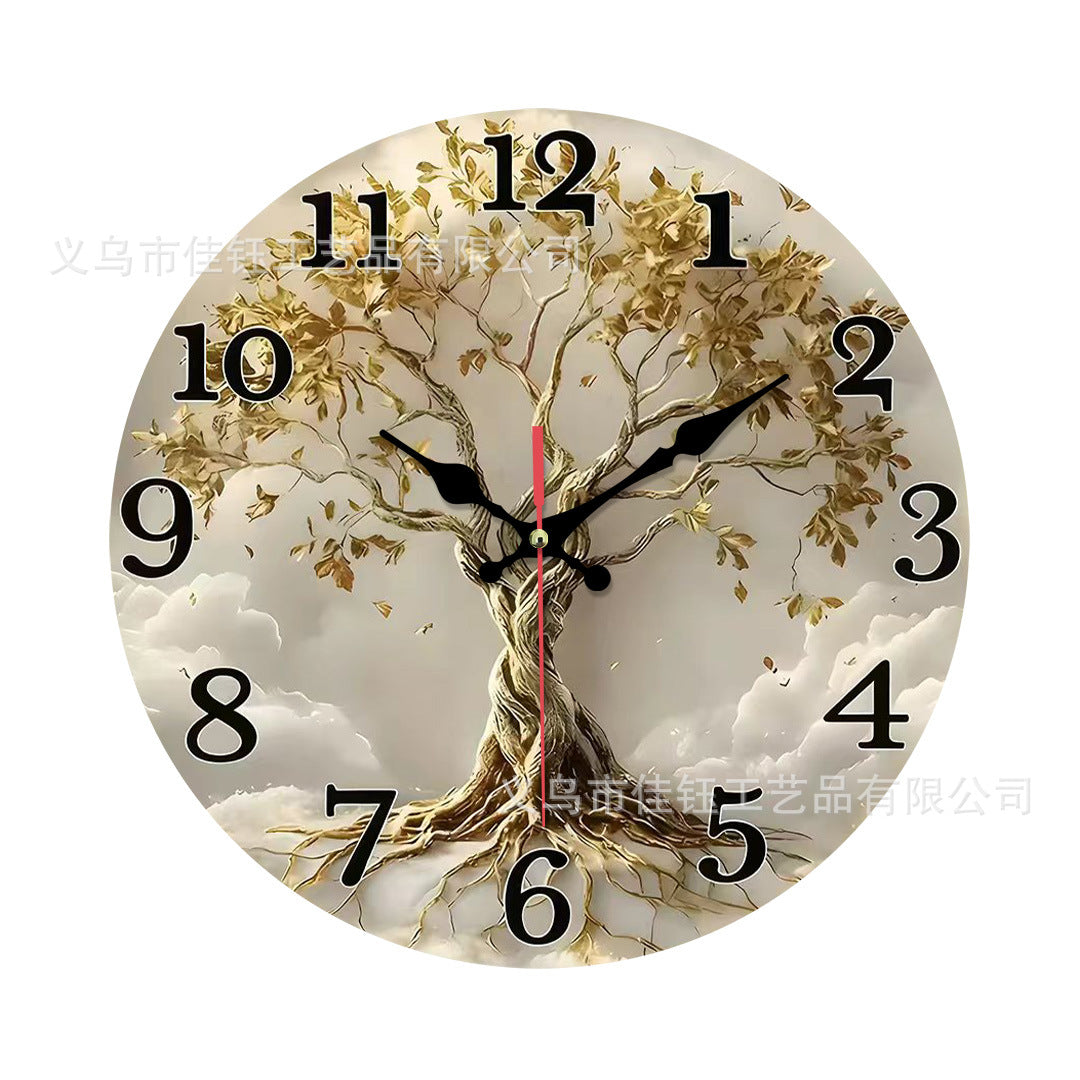 Cross-Border Hot-Selling Clocks, European-Style Creative Wooden Wall-Mounted Clocks, Foreign Trade Living Room, Bedroom, Home Decoration
