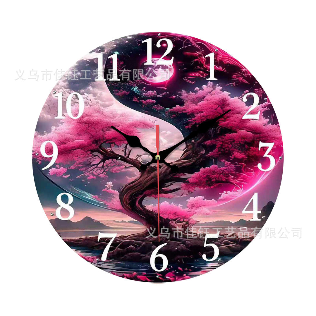 Cross-Border Hot-Selling Clocks, European-Style Creative Wooden Wall-Mounted Clocks, Foreign Trade Living Room, Bedroom, Home Decoration
