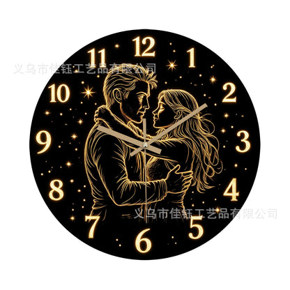 Cross-Border Hot-Selling Clocks, European-Style Creative Wooden Wall-Mounted Clocks, Foreign Trade Living Room, Bedroom, Home Decoration