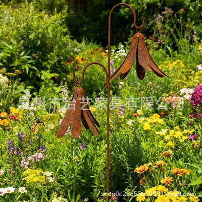 Cross-Border Hot-Selling Rusty Flower Wind Chime Floor Plug, Garden Decoration Floor Plug Ornaments Hot Selling Garden