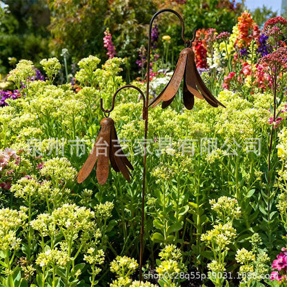 Cross-Border Hot-Selling Rusty Flower Wind Chime Floor Plug, Garden Decoration Floor Plug Ornaments Hot Selling Garden