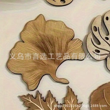Cross-Border Hot-Selling Simulated Wooden Monstera Leaf Coasters Tropical Party Placemats Home Decoration Coasters Coffee Mats