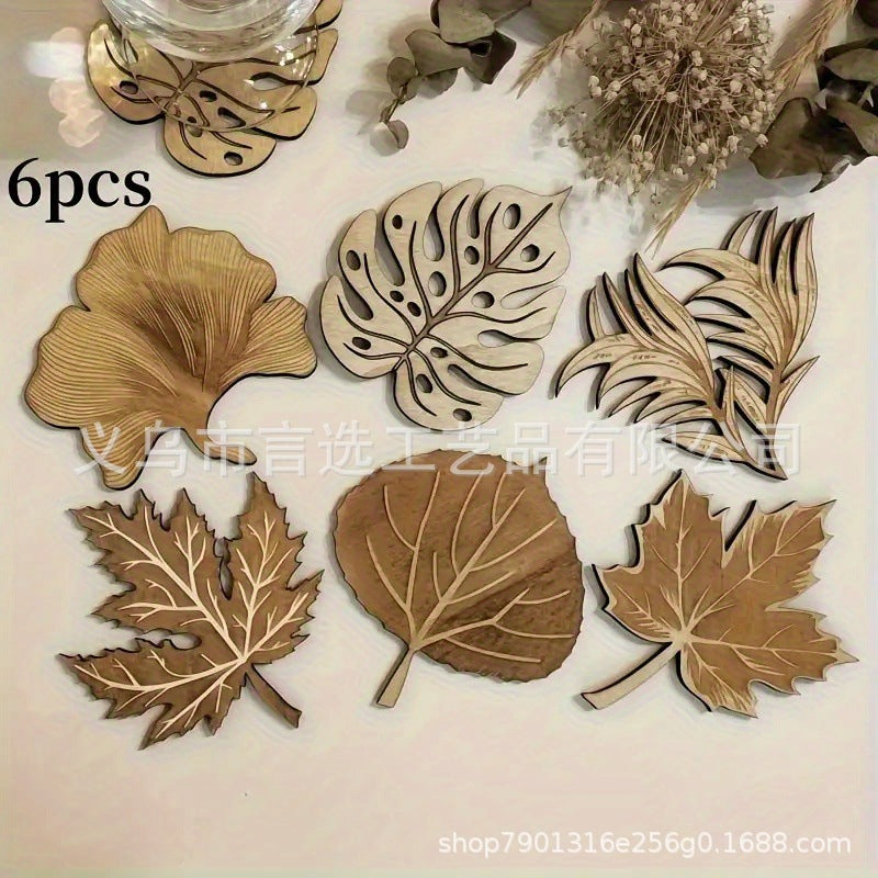 Cross-Border Hot-Selling Simulated Wooden Monstera Leaf Coasters Tropical Party Placemats Home Decoration Coasters Coffee Mats
