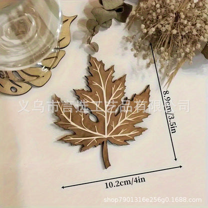 Cross-Border Hot-Selling Simulated Wooden Monstera Leaf Coasters Tropical Party Placemats Home Decoration Coasters Coffee Mats