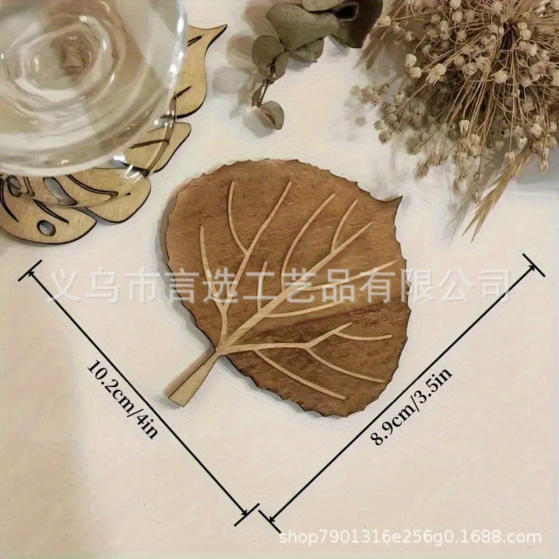 Cross-Border Hot-Selling Simulated Wooden Monstera Leaf Coasters Tropical Party Placemats Home Decoration Coasters Coffee Mats