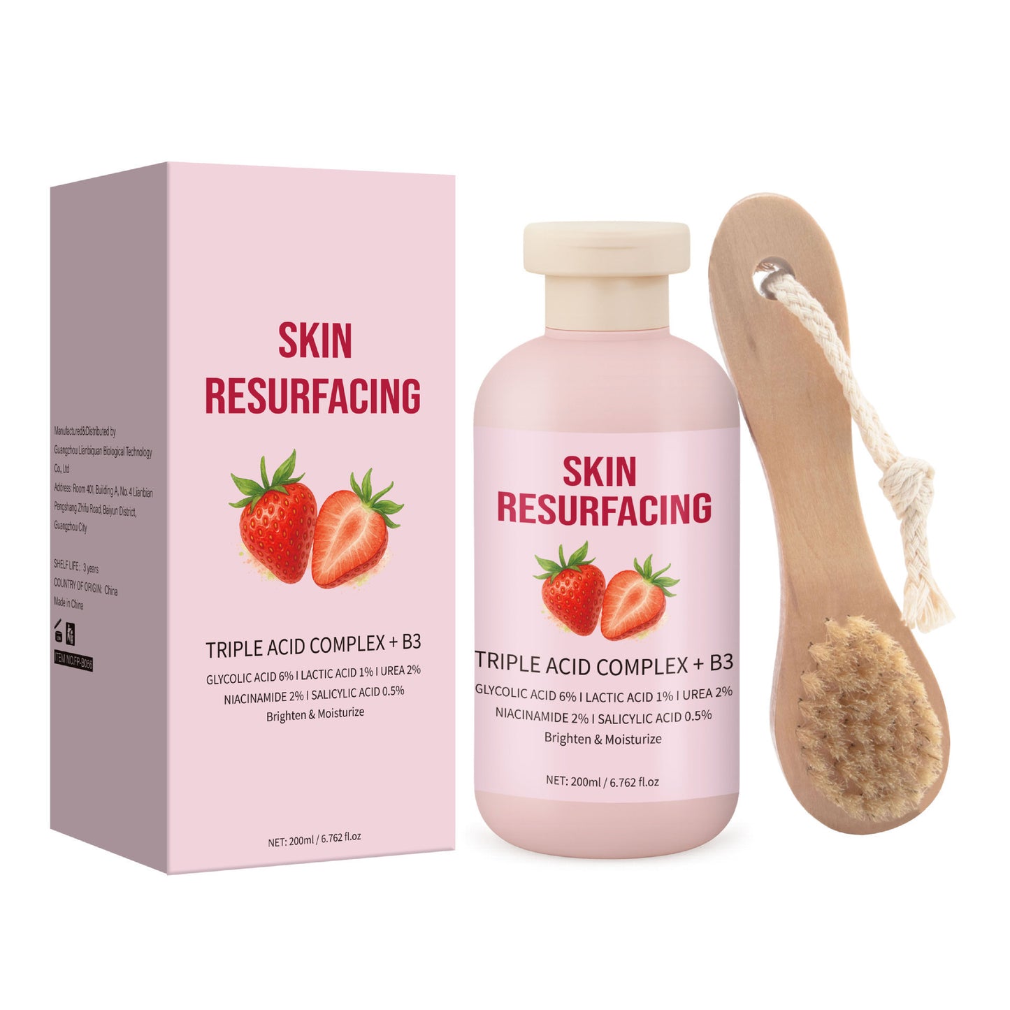 Cross-Border Hydrating, Moisturizing, Nourishing Skin Body Lotion Strawberry Moisturizer 200ml with Brush