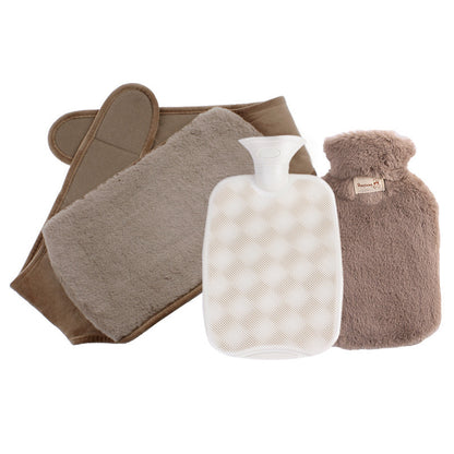 Cross-border in stock 2L water filling hot water bag imitation rabbit plush lengthened waist support filling warm belly PVC warm water bag