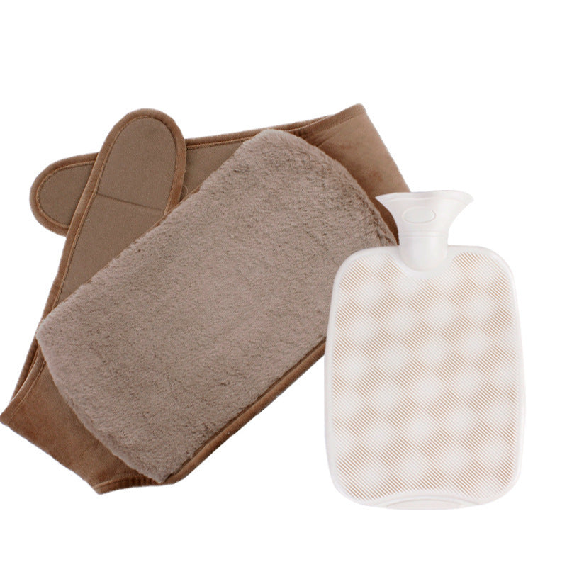 Cross-border in stock 2L water filling hot water bag imitation rabbit plush lengthened waist support filling warm belly PVC warm water bag