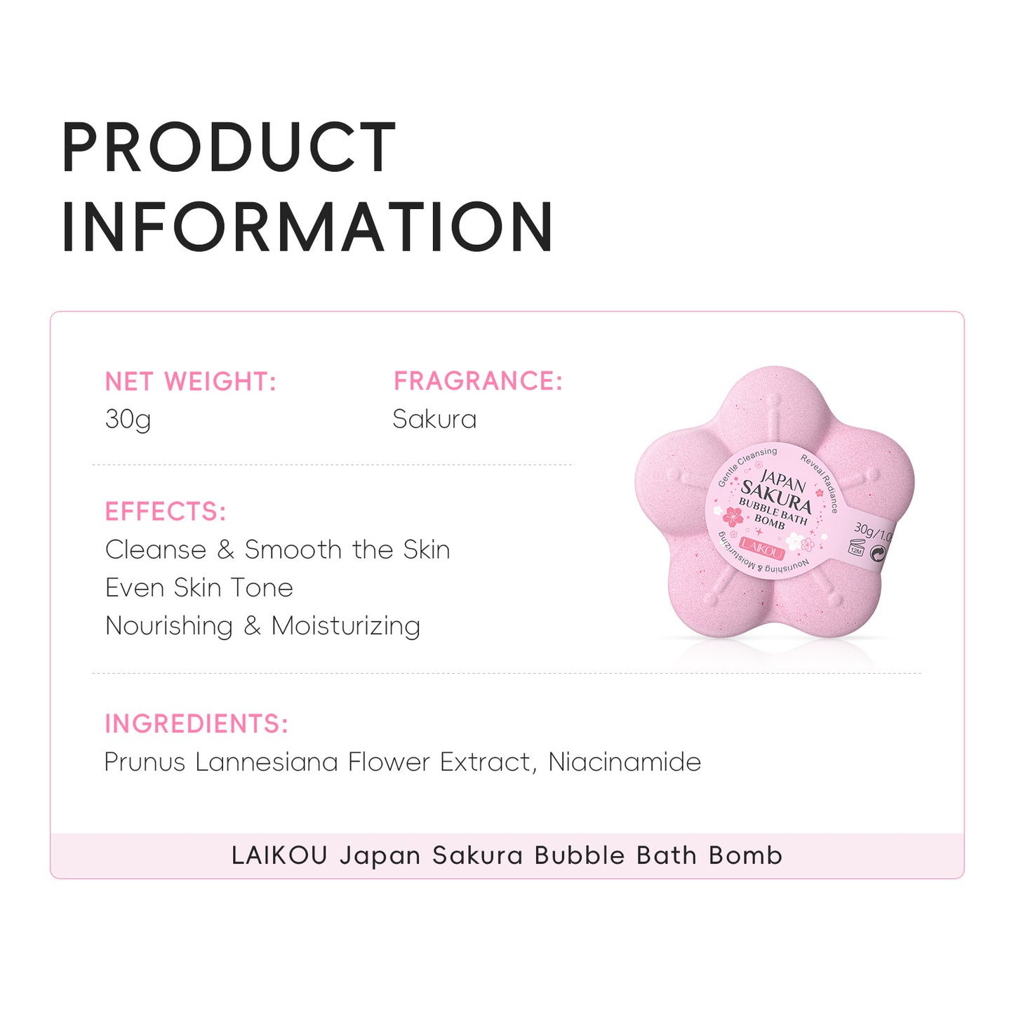 Cross-border Lecco Japan Cherry Blossom Bubble Explosion Bath Salt 30g Body Cleansing Moisturizing Factory in stock Wholesale