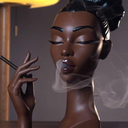 Cross-border New Black Lady Smoke Oven Resin Crafts Creative Desktop Ornaments Character Sculpture Black Incense Oven