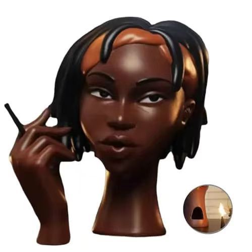 Cross-border New Black Lady Smoke Oven Resin Crafts Creative Desktop Ornaments Character Sculpture Black Incense Oven