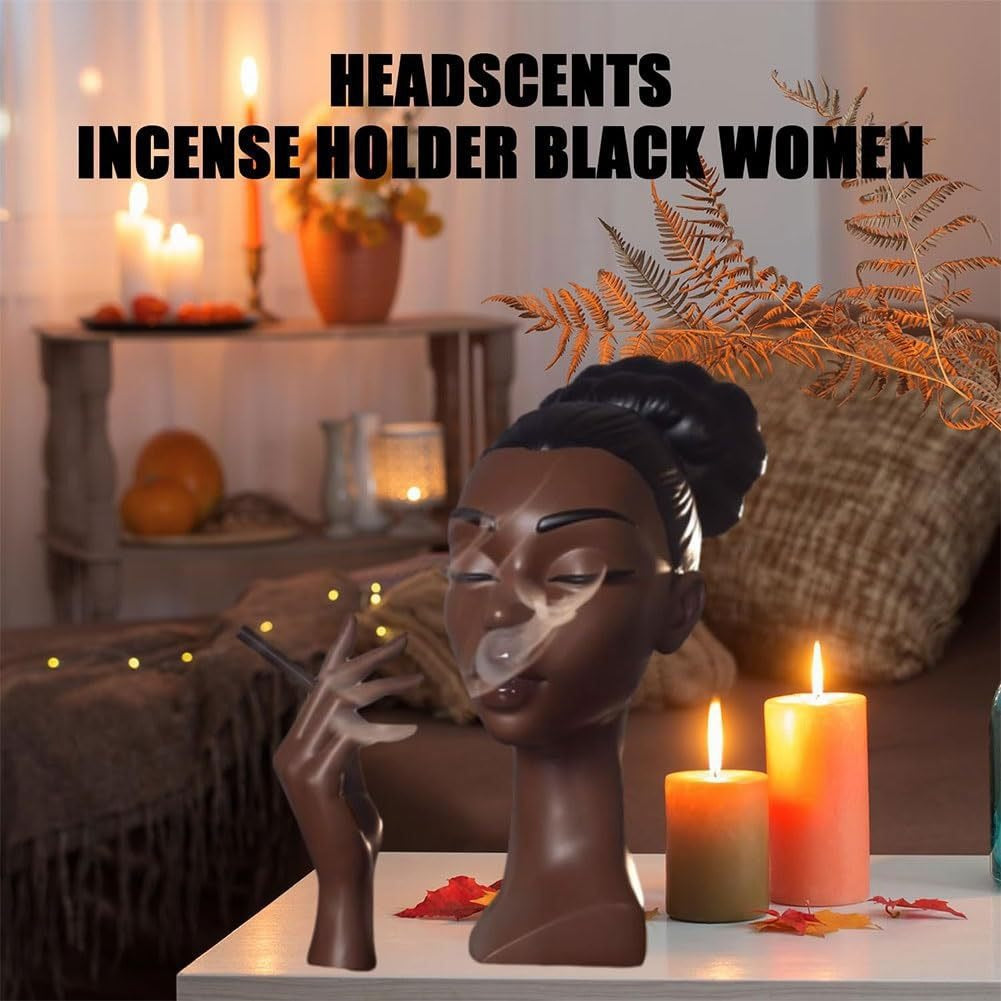 Cross-border New Black Lady Smoke Oven Resin Crafts Creative Desktop Ornaments Character Sculpture Black Incense Oven