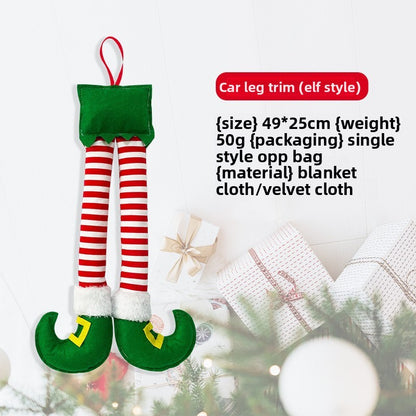 Cross Border New Christmas Striped Red Elf Leg Hanging Tree Decoration Car Clip Leg Decoration Fireplace Party Decoration