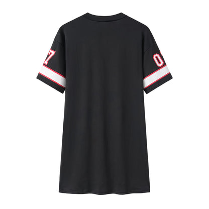 Cross-border New European and American Women's dress Casual Hip-hop 07 Letter Printing Spring and Summer Short-sleeved T-shirt dress Women