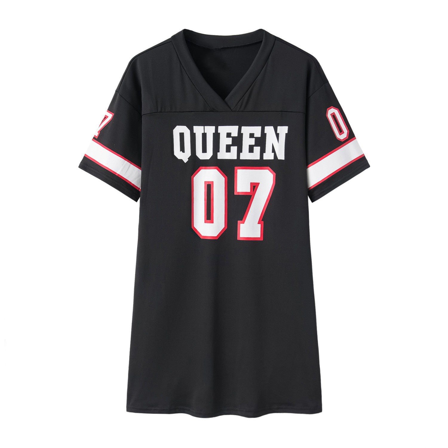 Cross-border New European and American Women's dress Casual Hip-hop 07 Letter Printing Spring and Summer Short-sleeved T-shirt dress Women