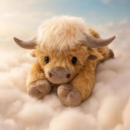 Cross-Border New Highland Cow Plush Highland Cow Calf Stuffed Doll Year of the Ox Mascot Brown
