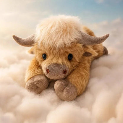 Cross-Border New Highland Cow Plush Highland Cow Calf Stuffed Doll Year of the Ox Mascot Brown