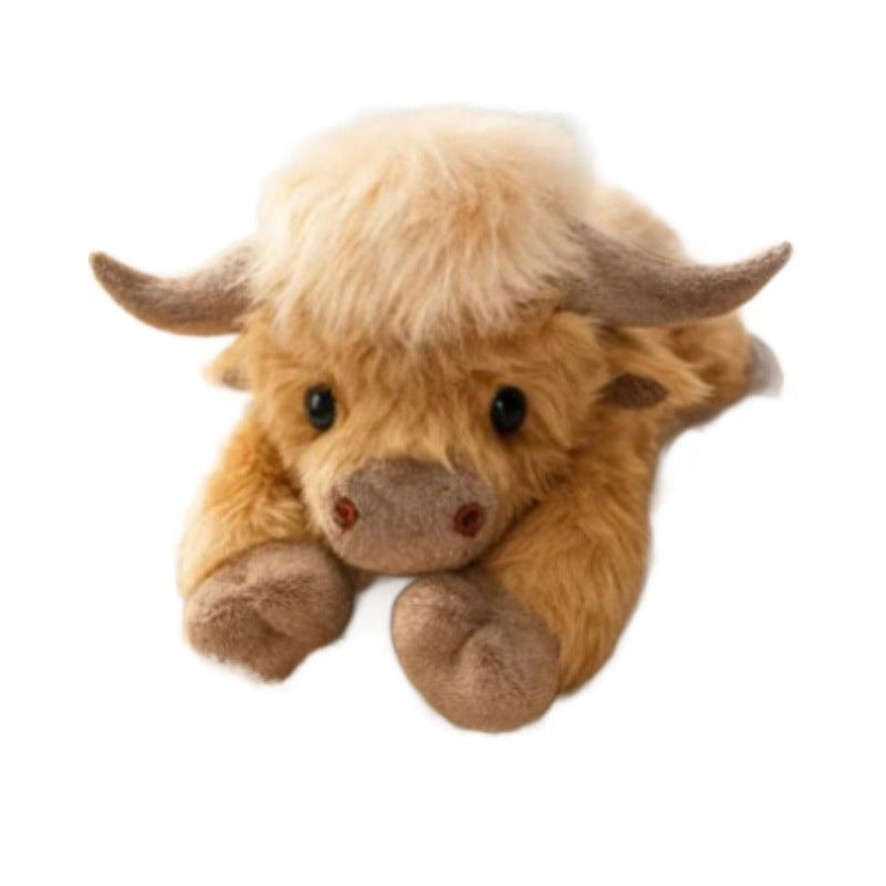 Cross-Border New Highland Cow Plush Highland Cow Calf Stuffed Doll Year of the Ox Mascot Brown