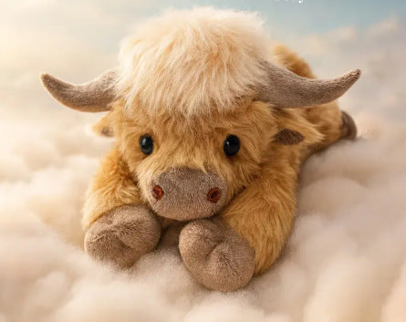 Cross-Border New Highland Cow Plush Highland Cow Calf Stuffed Doll Year of the Ox Mascot Brown