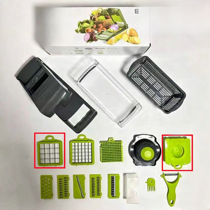 Cross-Border New Multifunctional Vegetable Cutter Household Potato Peeling, Shredding, Dicing and Slicing Kitchen Artifact Set Grater