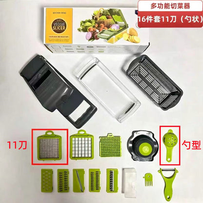 Cross-Border New Multifunctional Vegetable Cutter Household Potato Peeling, Shredding, Dicing and Slicing Kitchen Artifact Set Grater