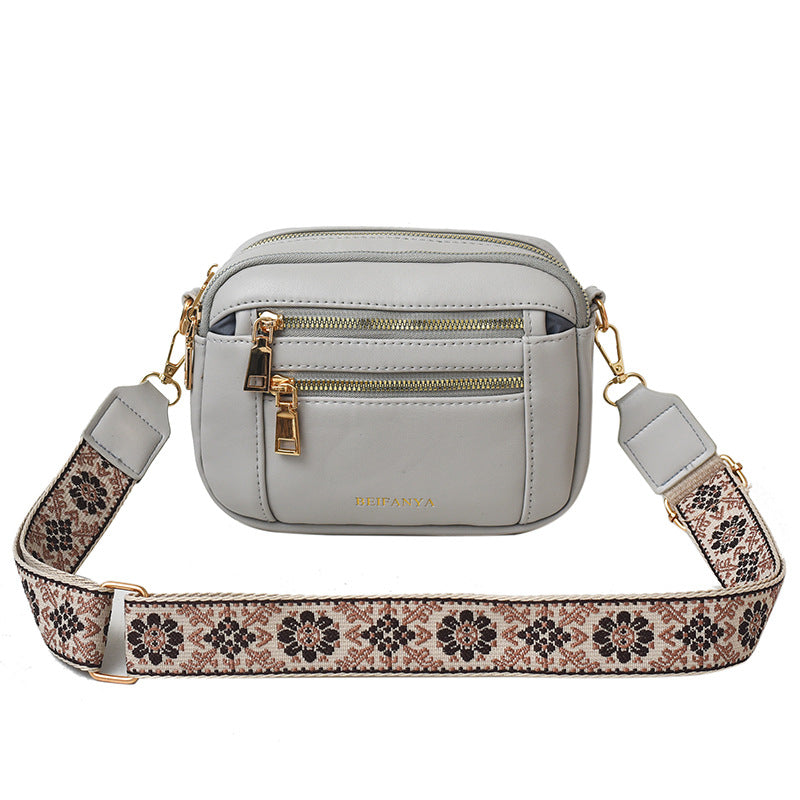 Cross-Border New Women's Crossbody Bag Multi-Zipper Single Shoulder Trendy Fashion Versatile Commuter Crossbody Handbag