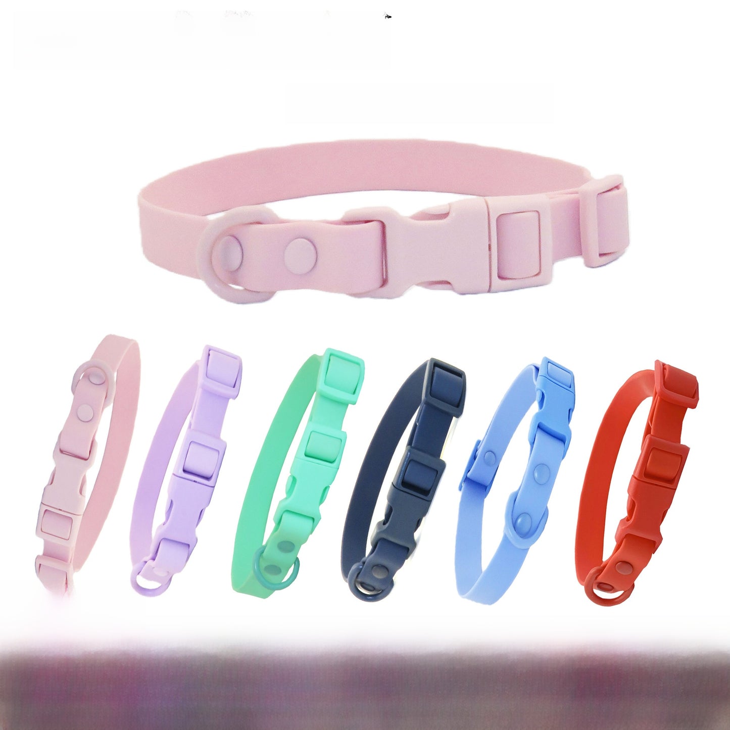 Cross-Border Pet Collar Waterproof Pvc Stain-Resistant Soft Collar Pom Buckle Soft Rubber Coated Webbing Collar Ready for Sale
