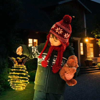 Cross-Border Popular Solar Lamp Pineapple Iron Lantern Led Copper Wire String Outdoor Waterproof Garden Decorative Hanging Lamp
