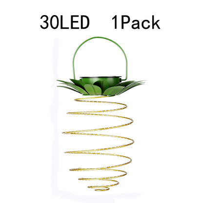 Cross-Border Popular Solar Lamp Pineapple Iron Lantern Led Copper Wire String Outdoor Waterproof Garden Decorative Hanging Lamp